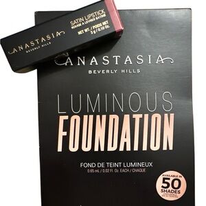 Anastasia Beverly Hills Medium-Coverage Foundation Set and Lipstick